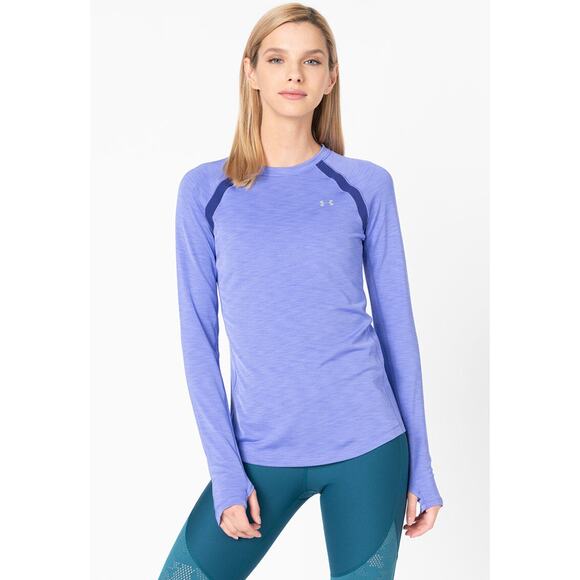 Under Armour Shirt Women XL Extra Large Gray Mint Micro Fleece Raglan Thumbhole - Picture 13 of 14